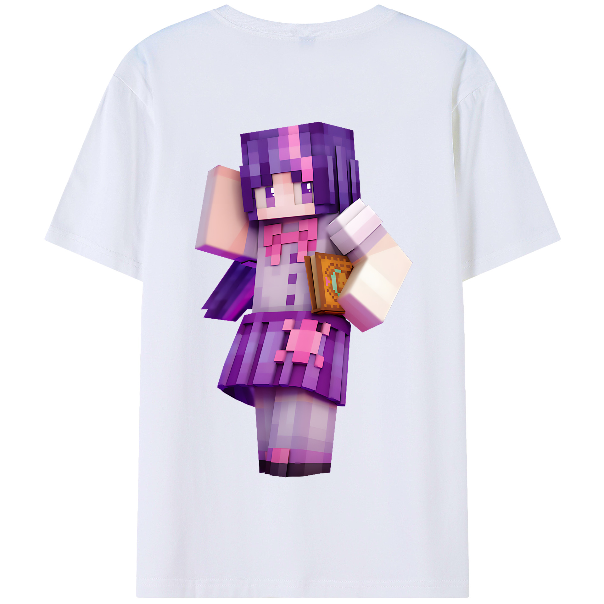 （画像用） マインクラフト ブロックの世界 Minecraft MC Block world 綿100％半袖Tシャツ（背面プリント）
