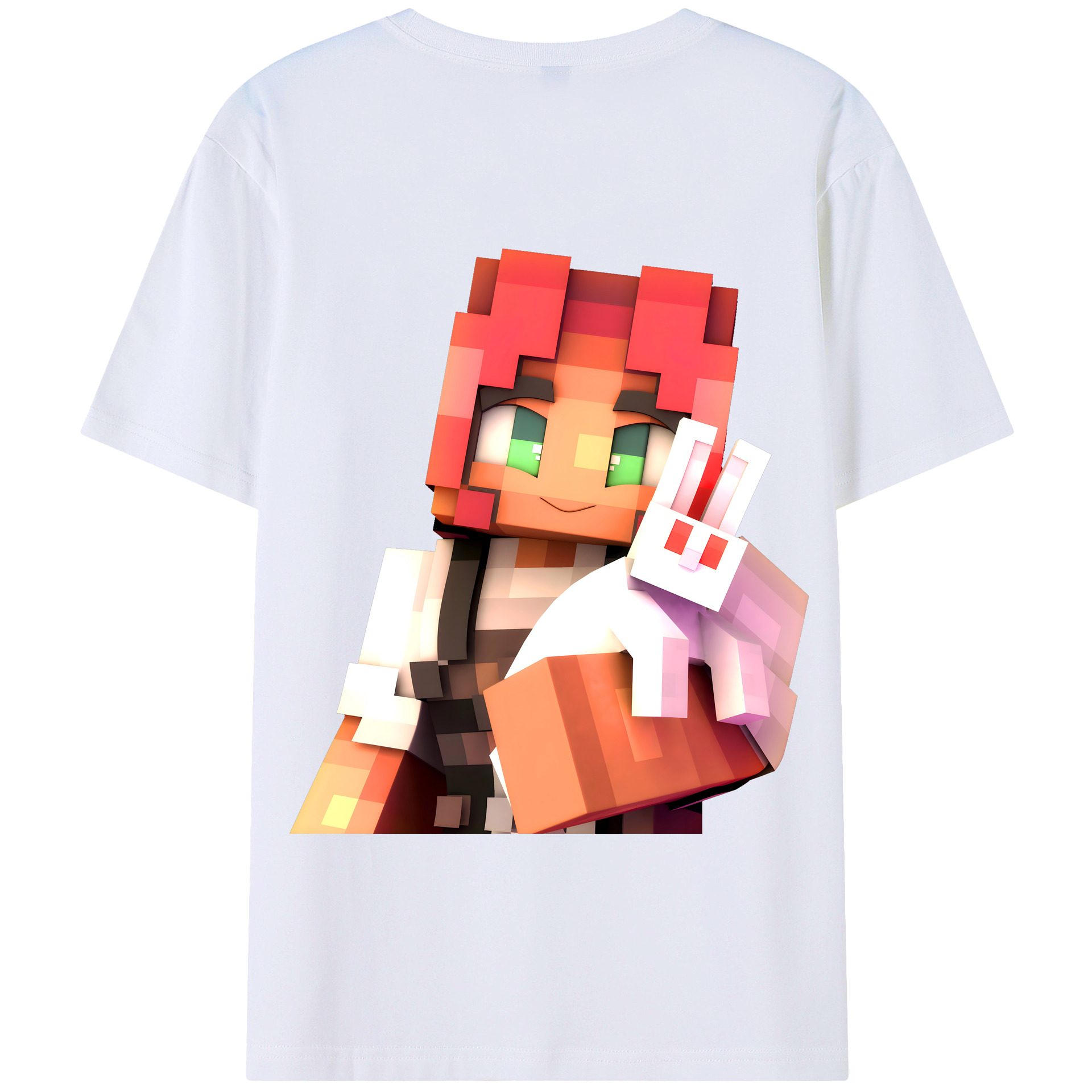 （画像用） マインクラフト ブロックの世界 Minecraft MC Block world 綿100％半袖Tシャツ（背面プリント）