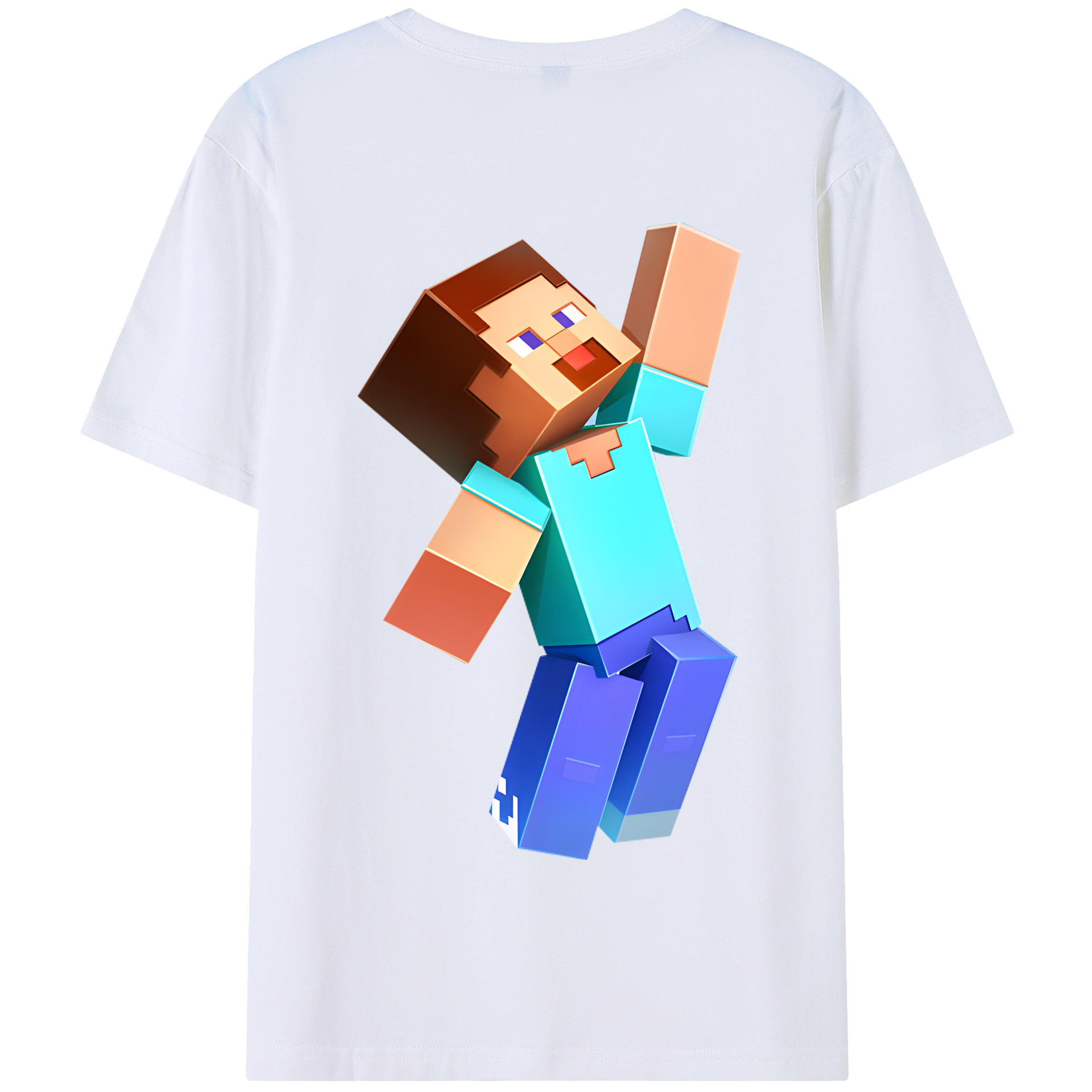 （画像用） マインクラフト ブロックの世界 Minecraft MC Block world 綿100％半袖Tシャツ（背面プリント）