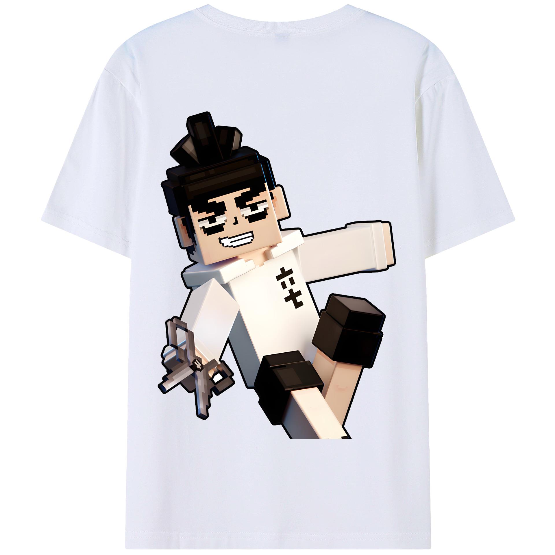（画像用） マインクラフト ブロックの世界 Minecraft MC Block world 綿100％半袖Tシャツ（背面プリント）