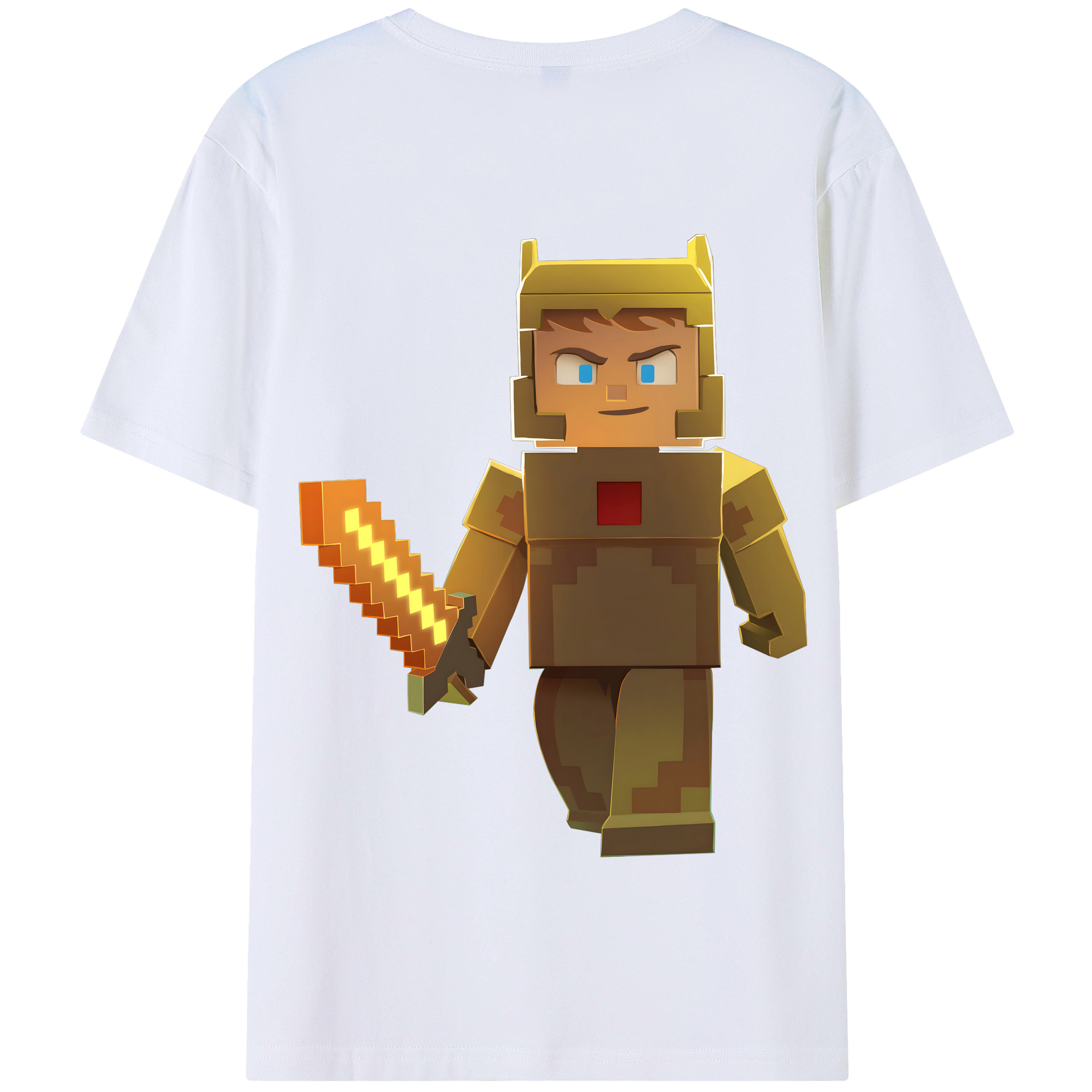 （画像用） マインクラフト ブロックの世界 Minecraft MC Block world 綿100％半袖Tシャツ（背面プリント）