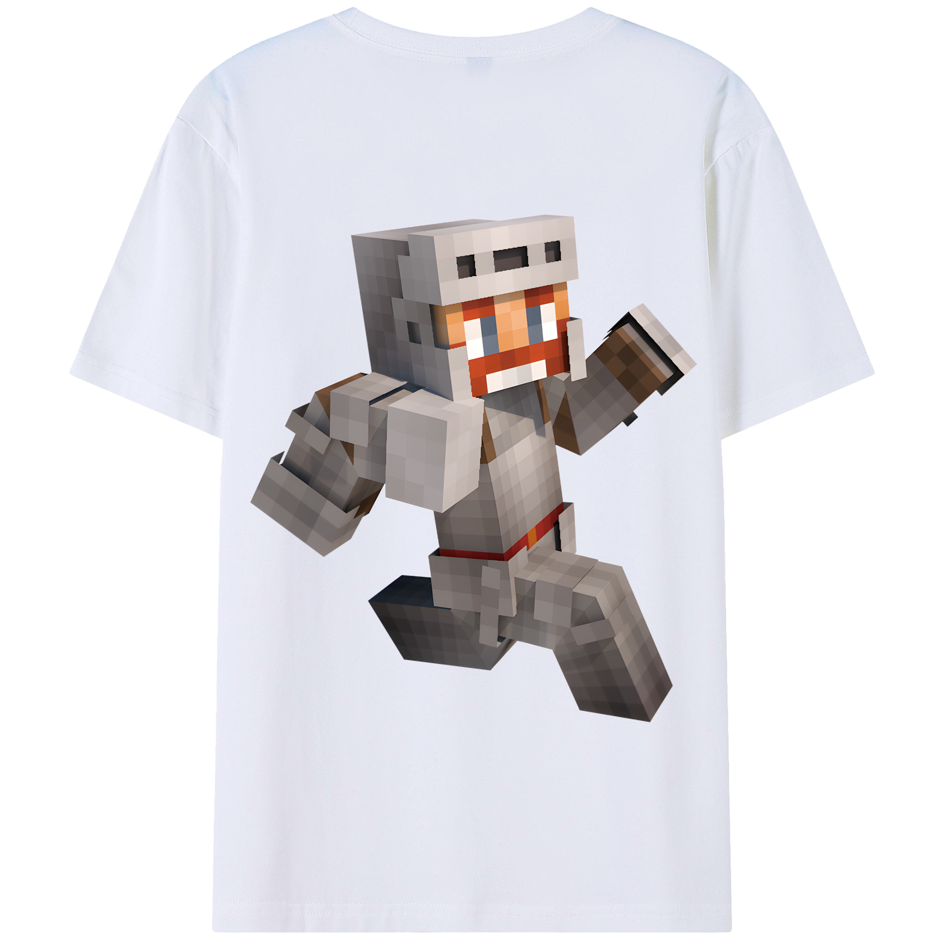 （画像用） マインクラフト ブロックの世界 Minecraft MC Block world 綿100％半袖Tシャツ（背面プリント）