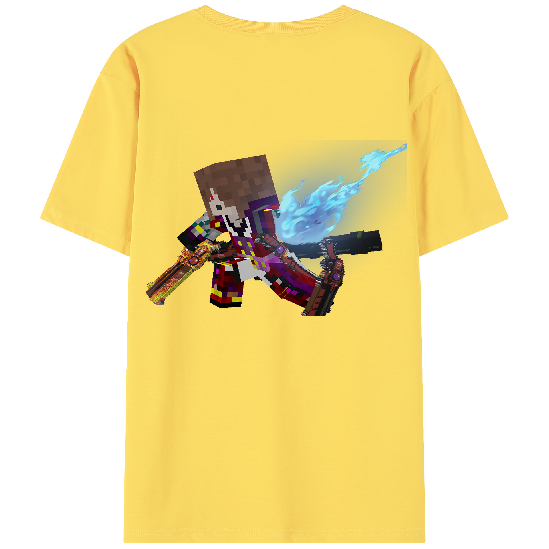 （画像用） マインクラフト ブロックの世界 Minecraft MC Block world 綿100％半袖Tシャツ（背面プリント）