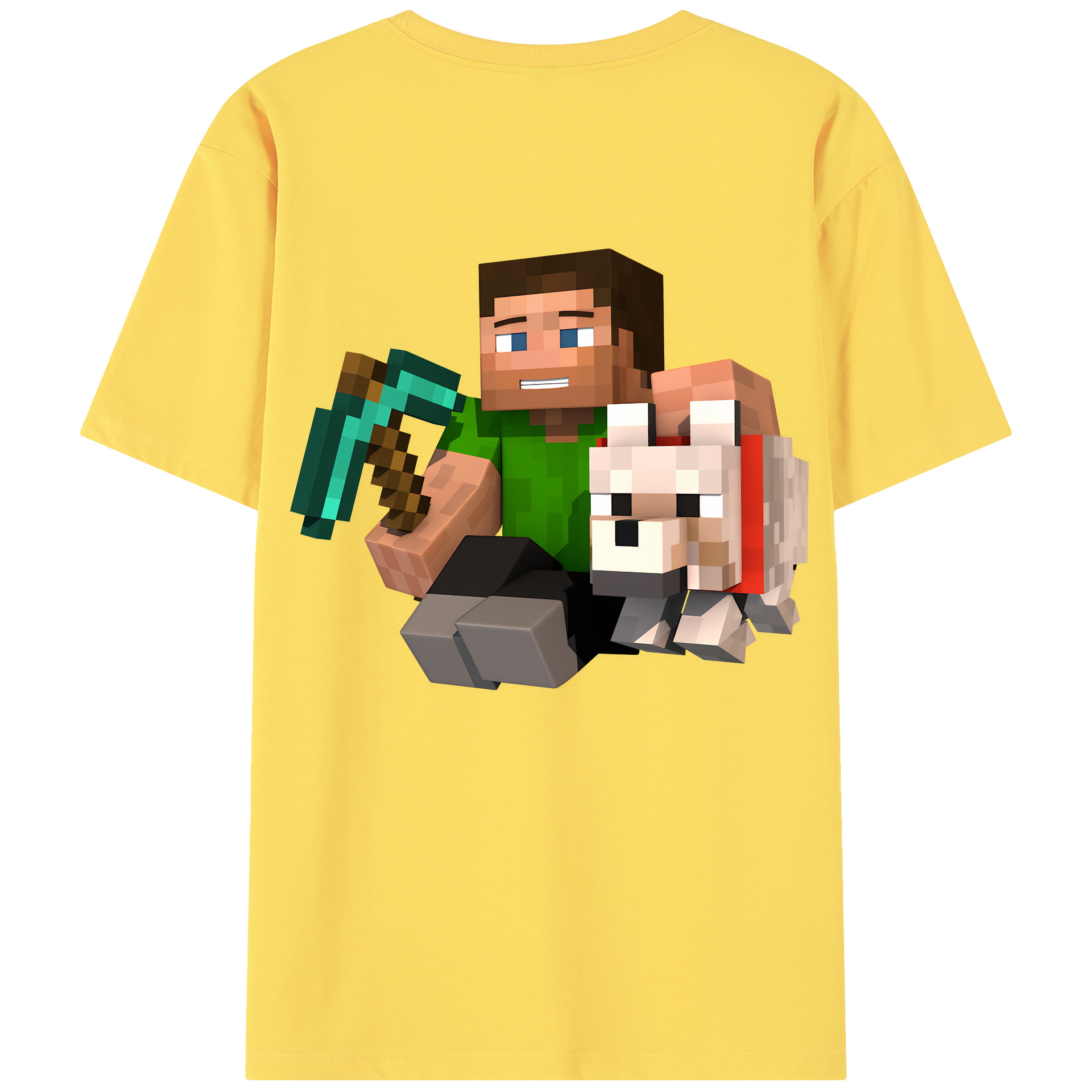 （画像用） マインクラフト ブロックの世界 Minecraft MC Block world 綿100％半袖Tシャツ（背面プリント）