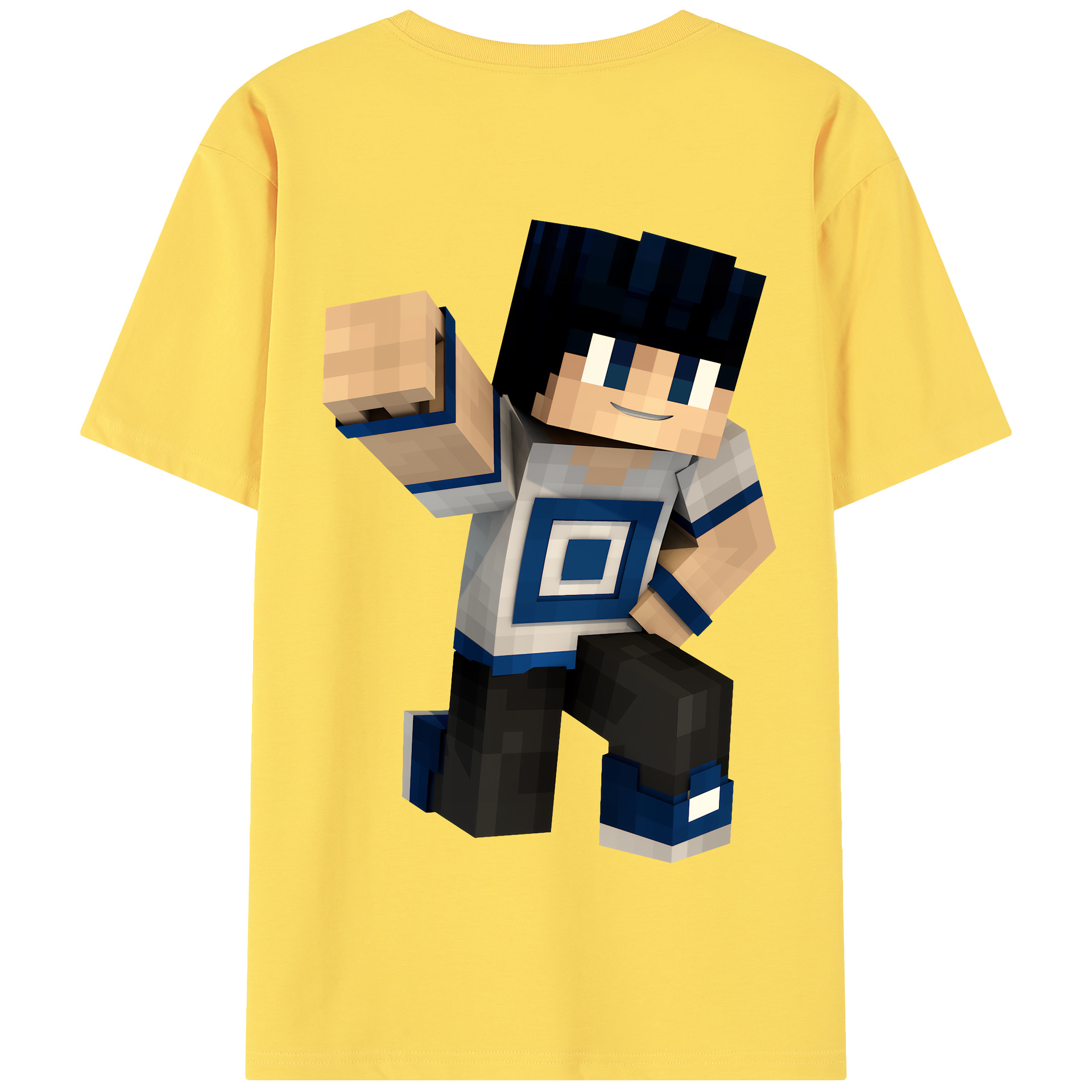 （画像用） マインクラフト ブロックの世界 Minecraft MC Block world 綿100％半袖Tシャツ（背面プリント）