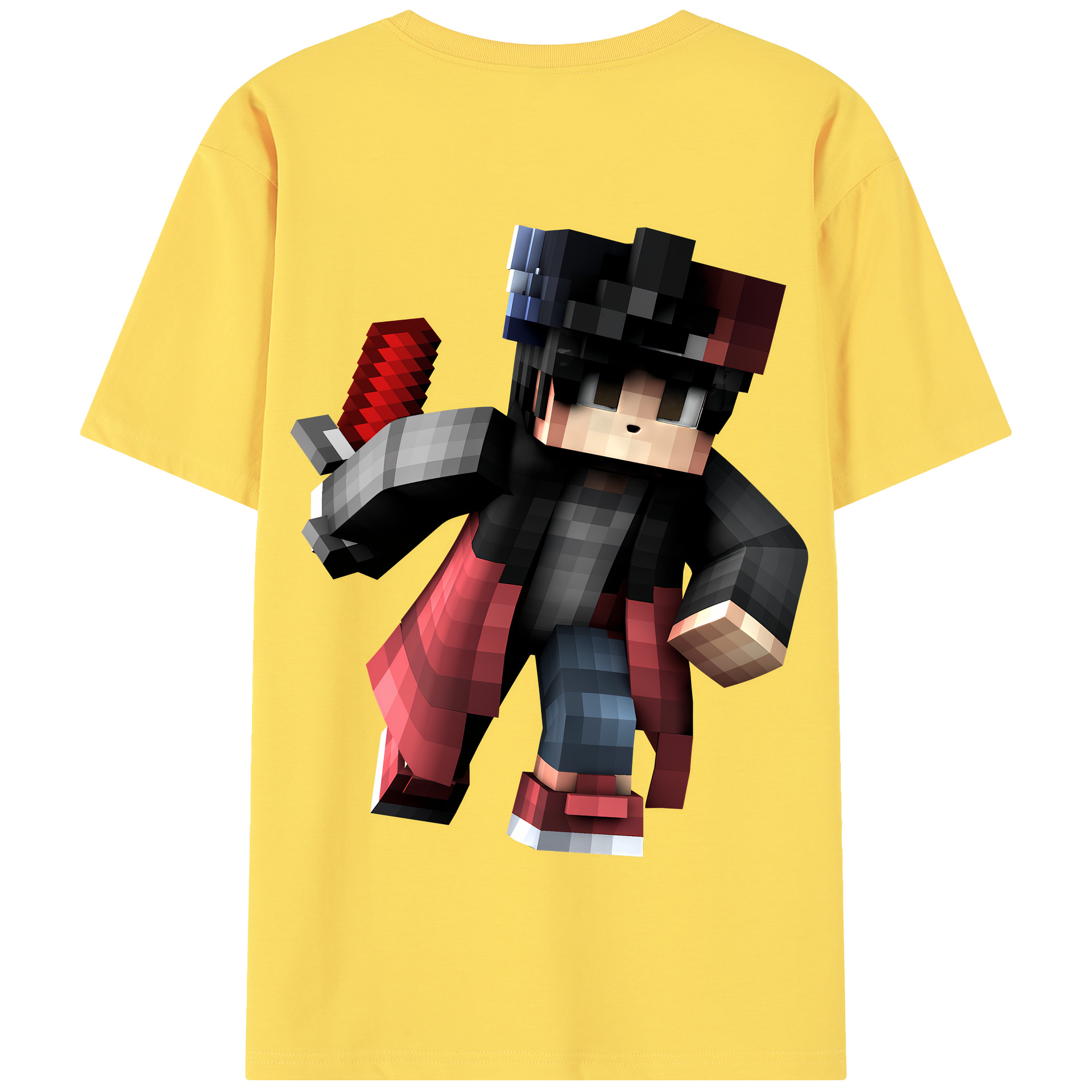（画像用） マインクラフト ブロックの世界 Minecraft MC Block world 綿100％半袖Tシャツ（背面プリント）