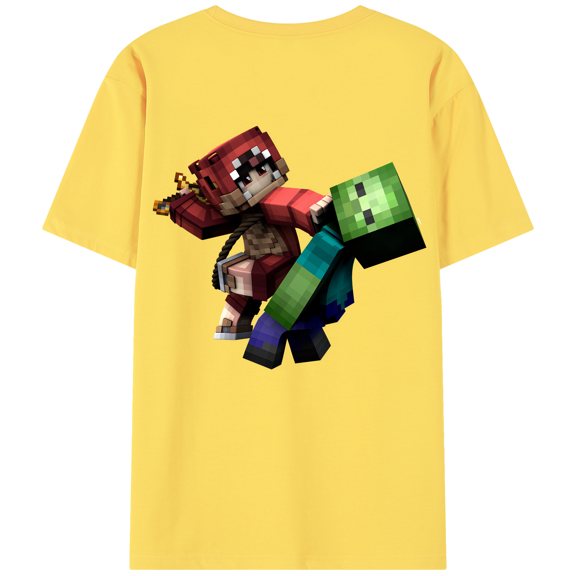 （画像用） マインクラフト ブロックの世界 Minecraft MC Block world 綿100％半袖Tシャツ（背面プリント）