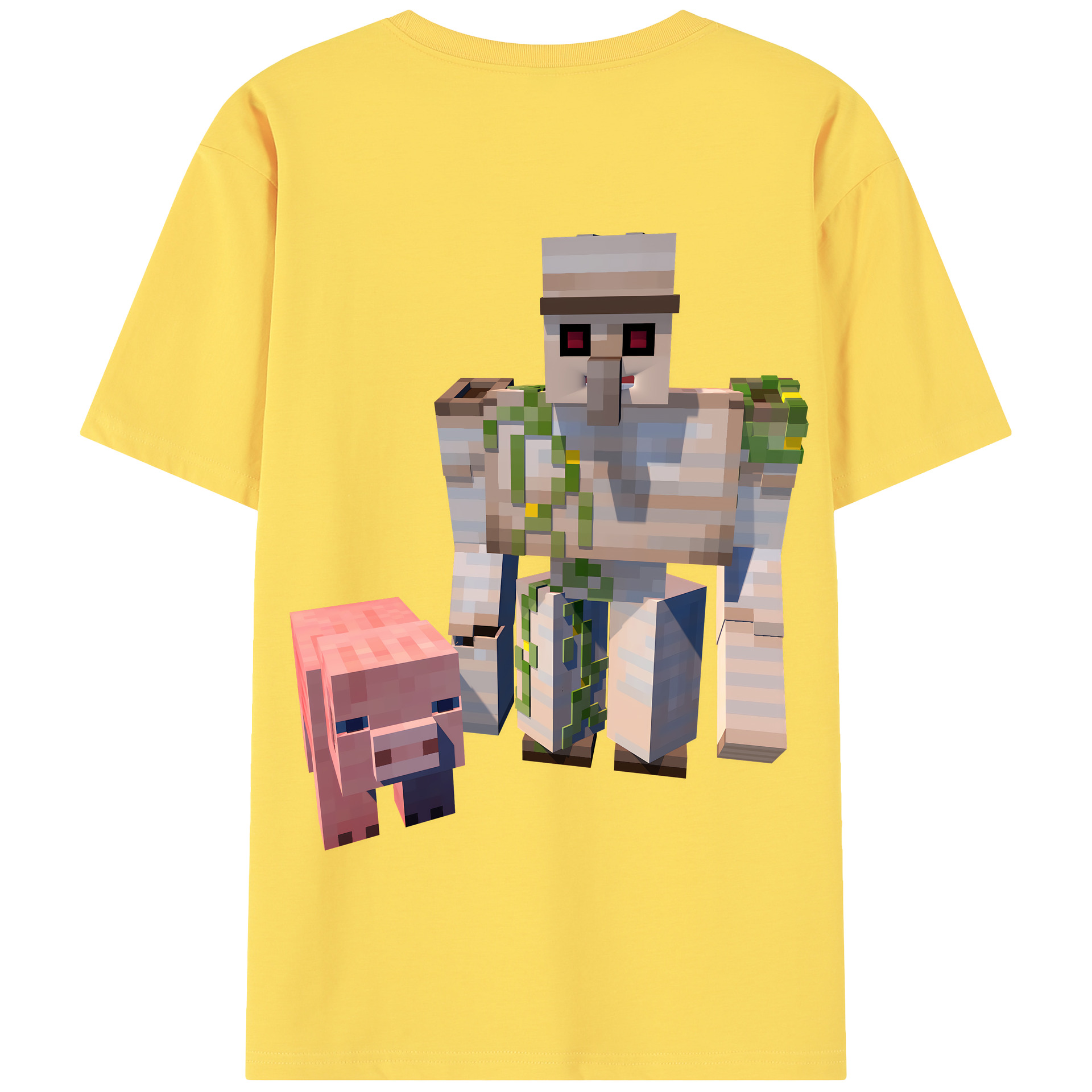 （画像用） マインクラフト ブロックの世界 Minecraft MC Block world 綿100％半袖Tシャツ（背面プリント）