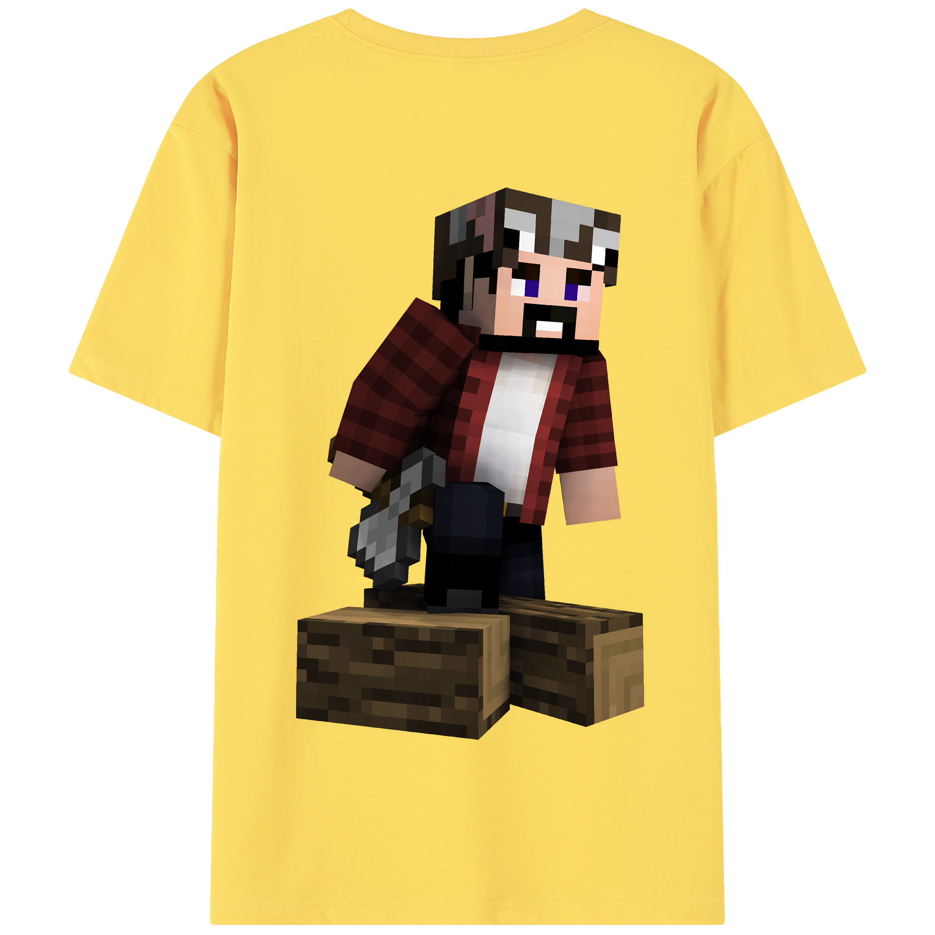 （画像用） マインクラフト ブロックの世界 Minecraft MC Block world 綿100％半袖Tシャツ（背面プリント）