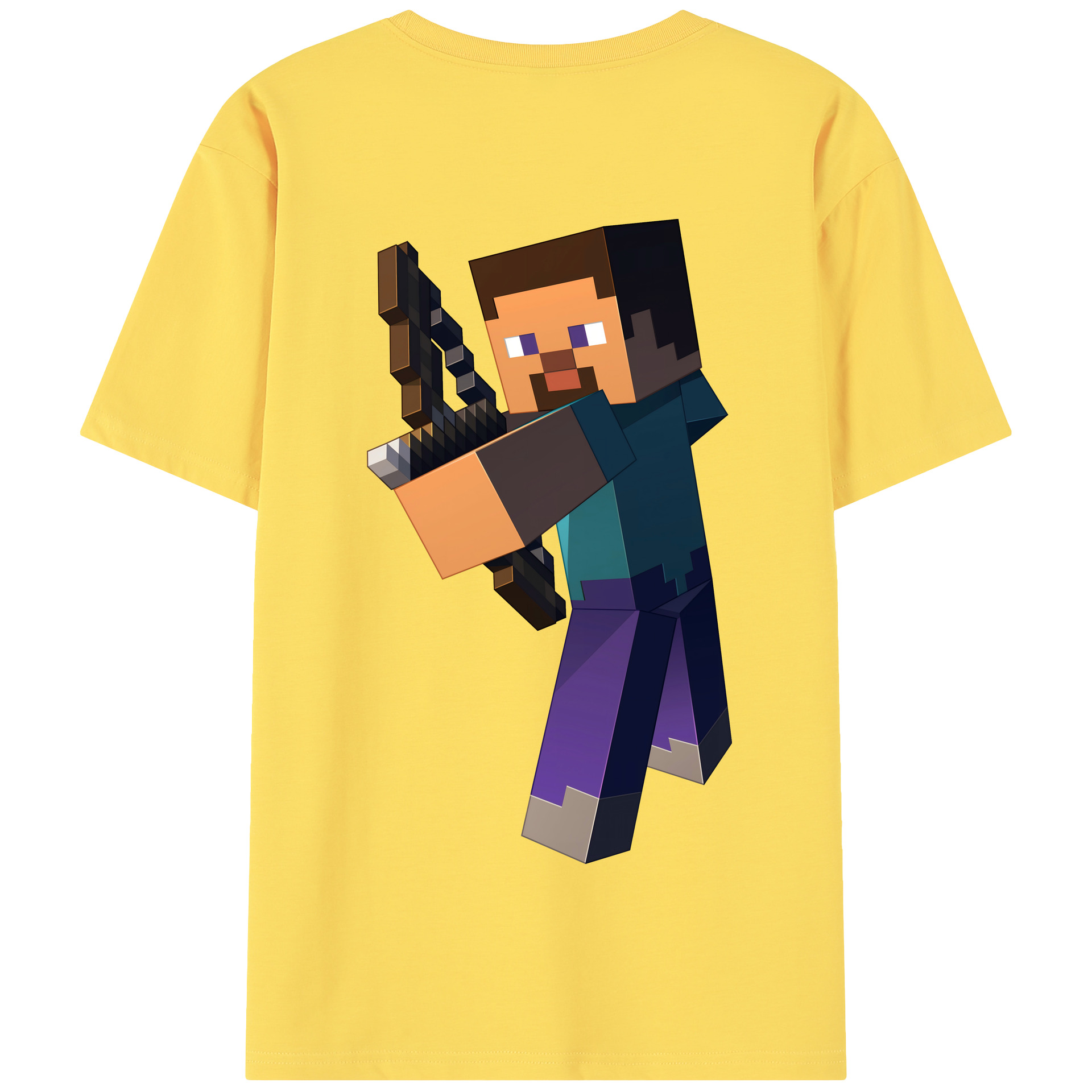 （画像用） マインクラフト ブロックの世界 Minecraft MC Block world 綿100％半袖Tシャツ（背面プリント）