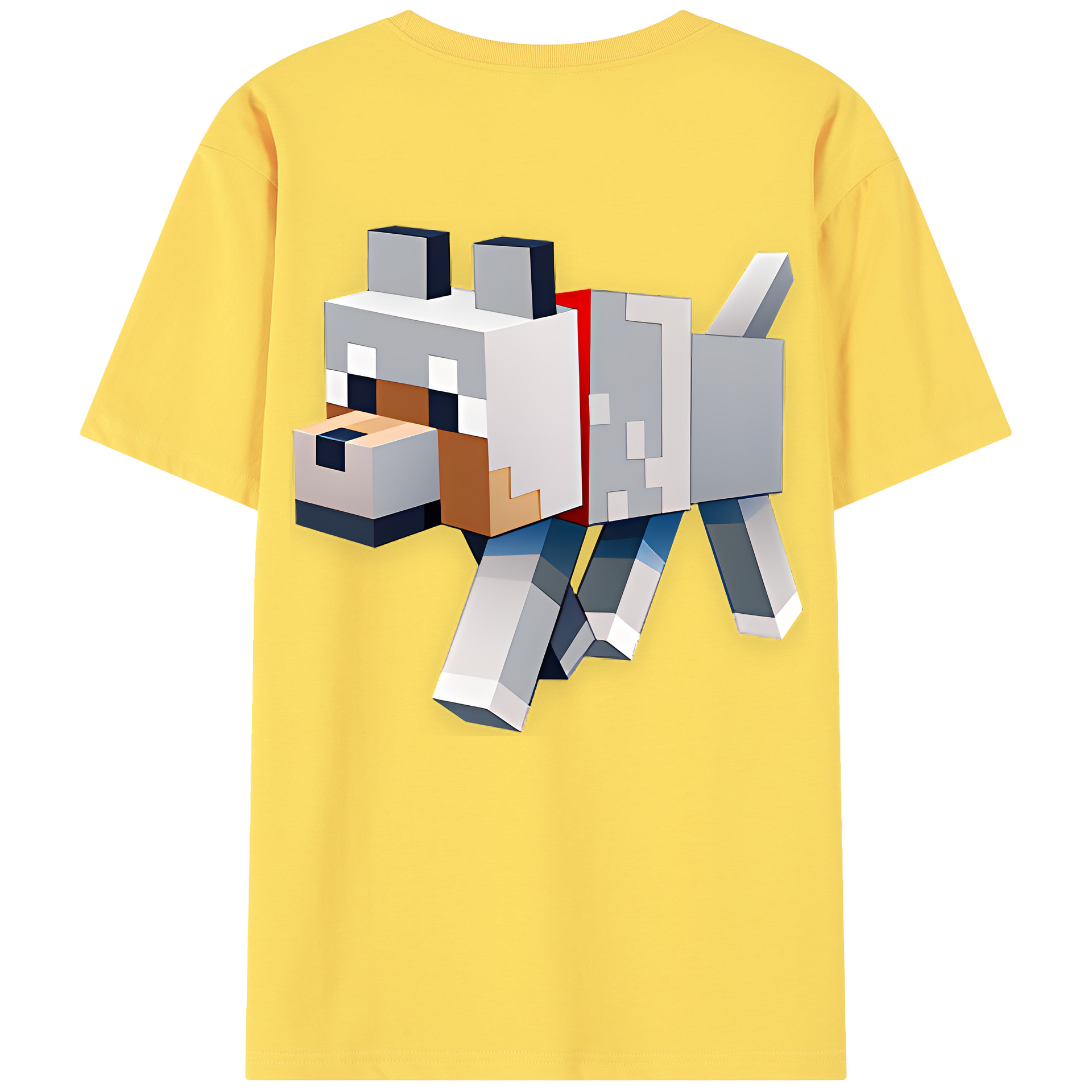 （画像用） マインクラフト ブロックの世界 Minecraft MC Block world 綿100％半袖Tシャツ（背面プリント）