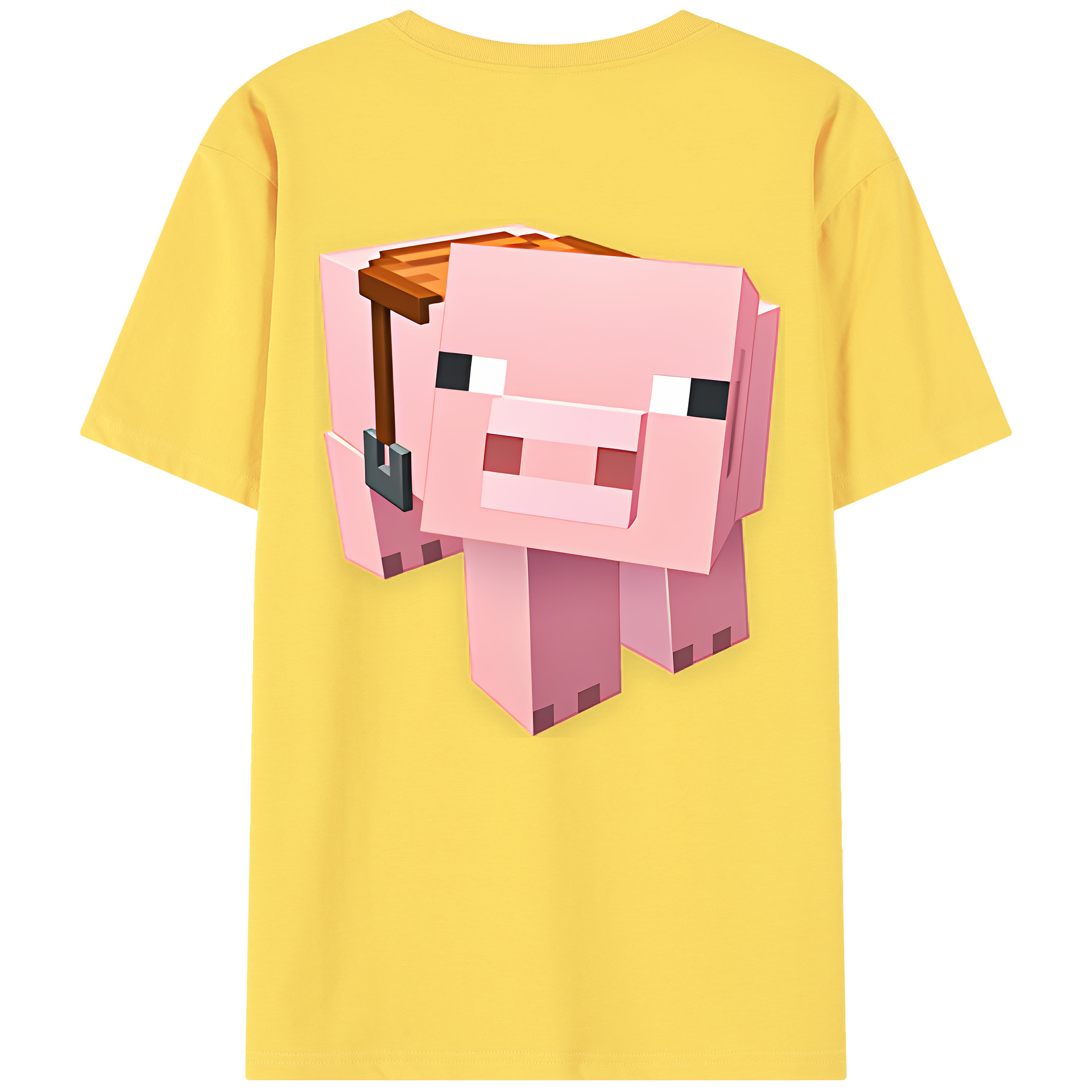 （画像用） マインクラフト ブロックの世界 Minecraft MC Block world 綿100％半袖Tシャツ（背面プリント）