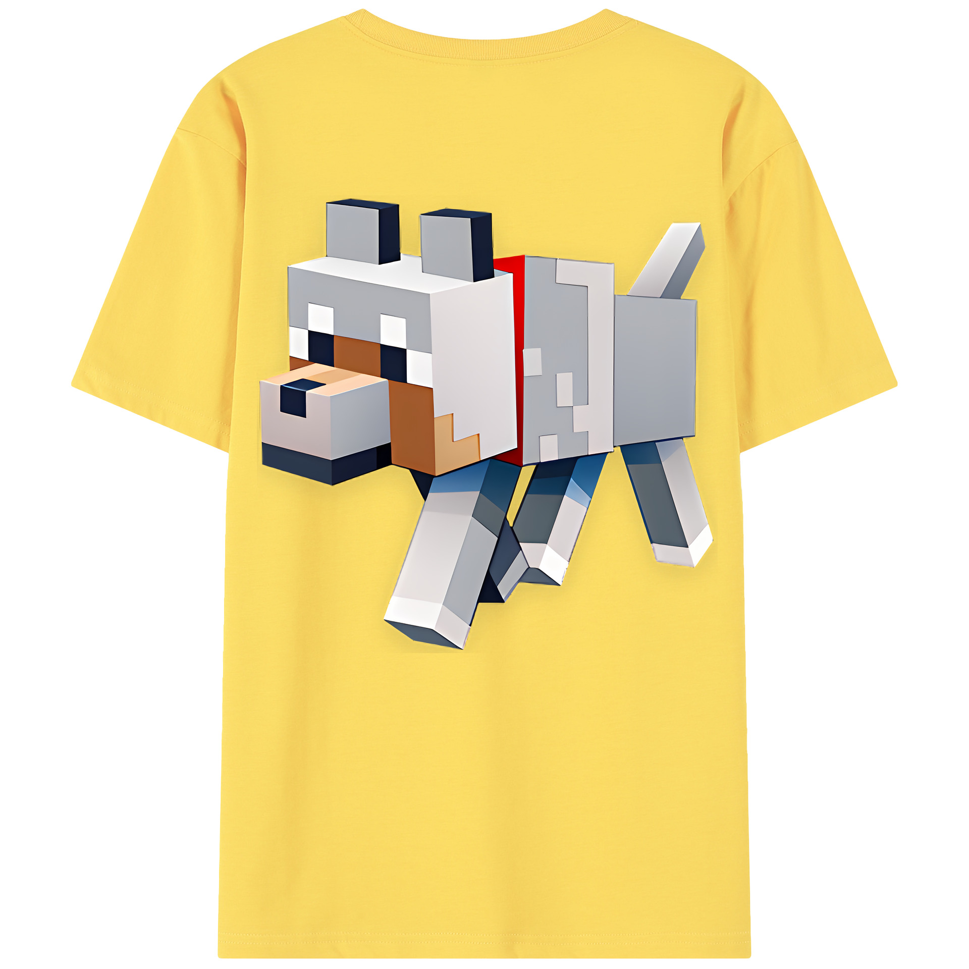 （画像用） マインクラフト ブロックの世界 Minecraft MC Block world 綿100％半袖Tシャツ（背面プリント）