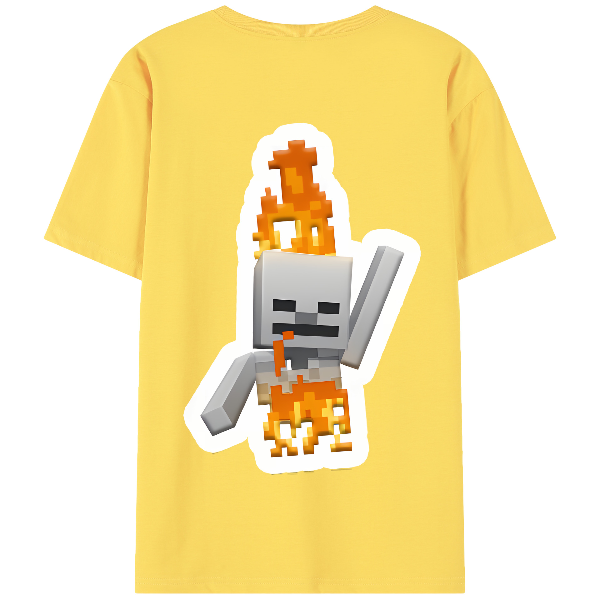 （画像用） マインクラフト ブロックの世界 Minecraft MC Block world 綿100％半袖Tシャツ（背面プリント）