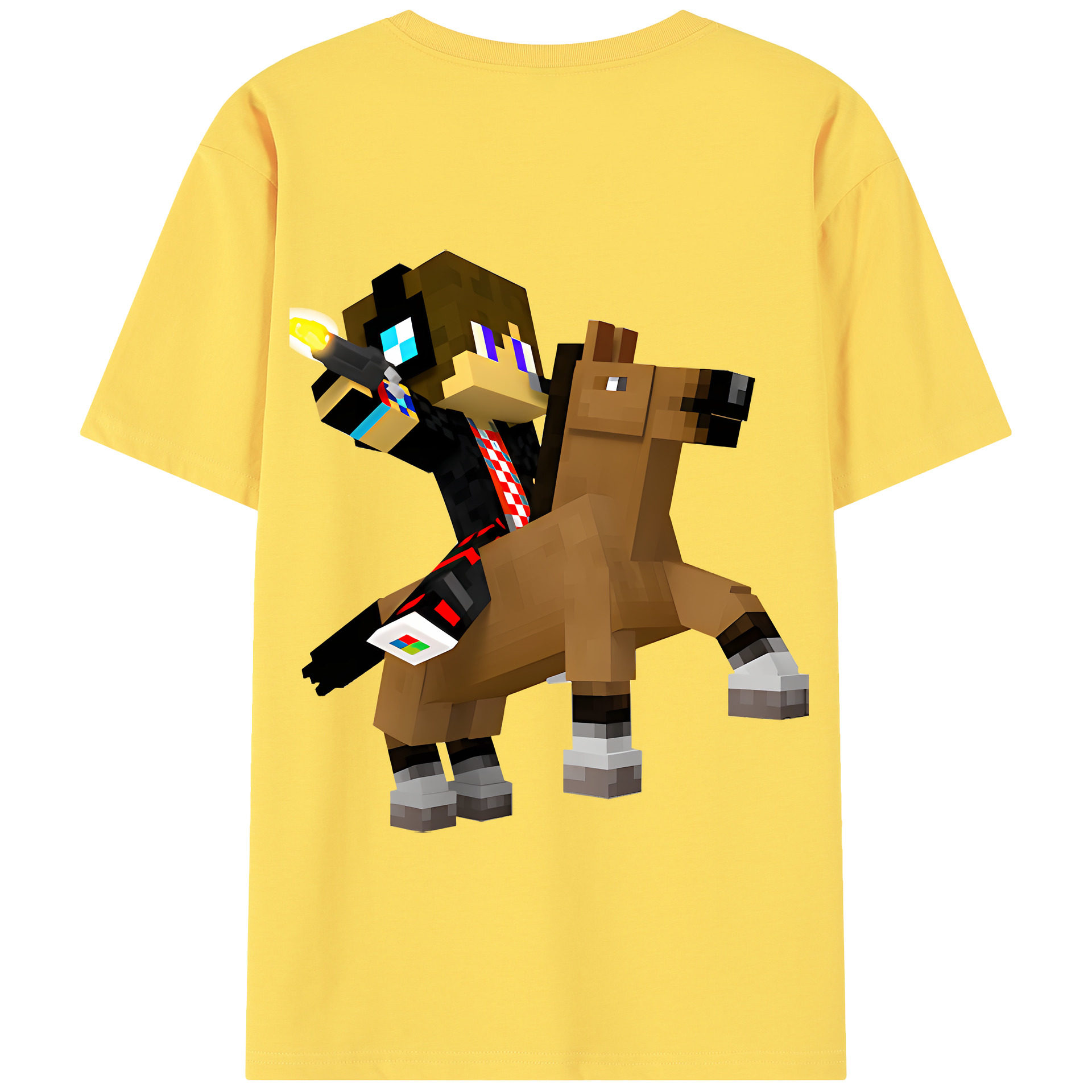 （画像用） マインクラフト ブロックの世界 Minecraft MC Block world 綿100％半袖Tシャツ（背面プリント）