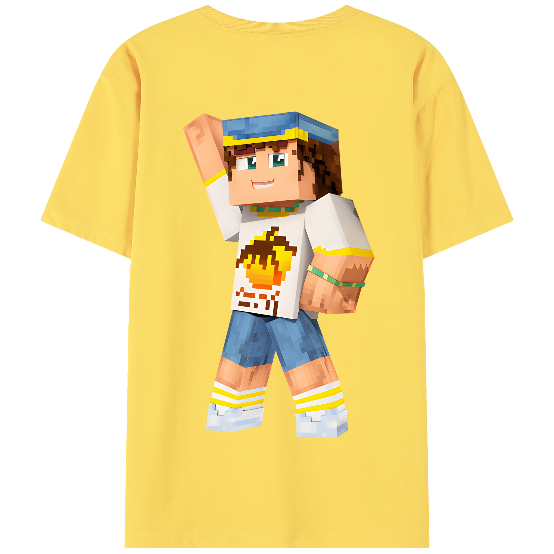 （画像用） マインクラフト ブロックの世界 Minecraft MC Block world 綿100％半袖Tシャツ（背面プリント）