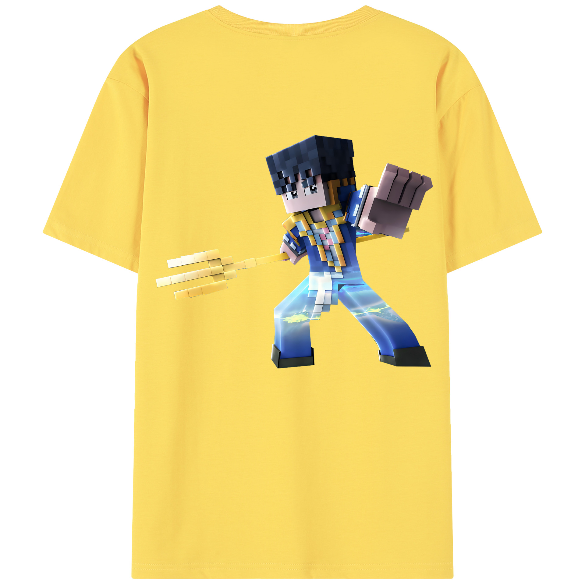 （画像用） マインクラフト ブロックの世界 Minecraft MC Block world 綿100％半袖Tシャツ（背面プリント）