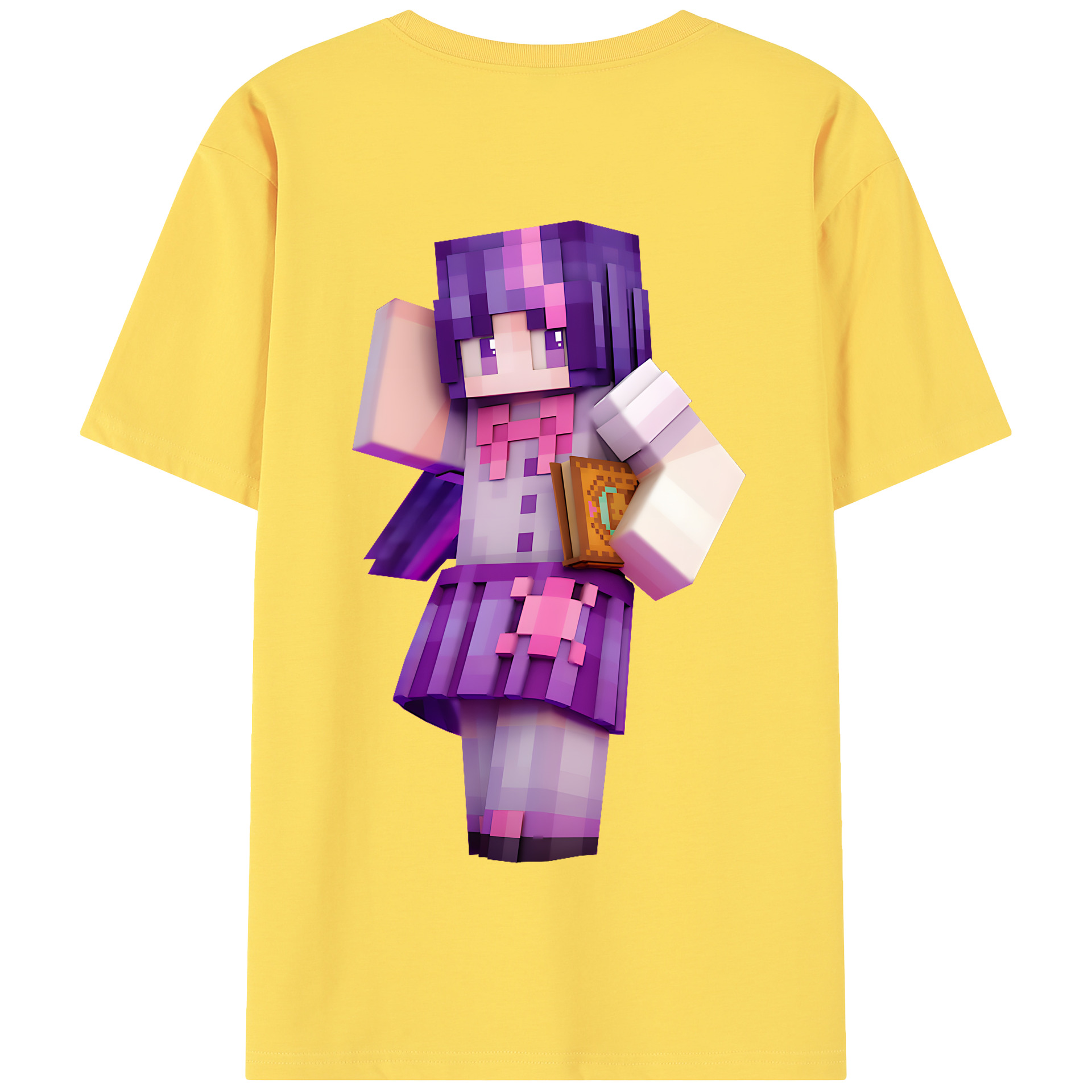（画像用） マインクラフト ブロックの世界 Minecraft MC Block world 綿100％半袖Tシャツ（背面プリント）