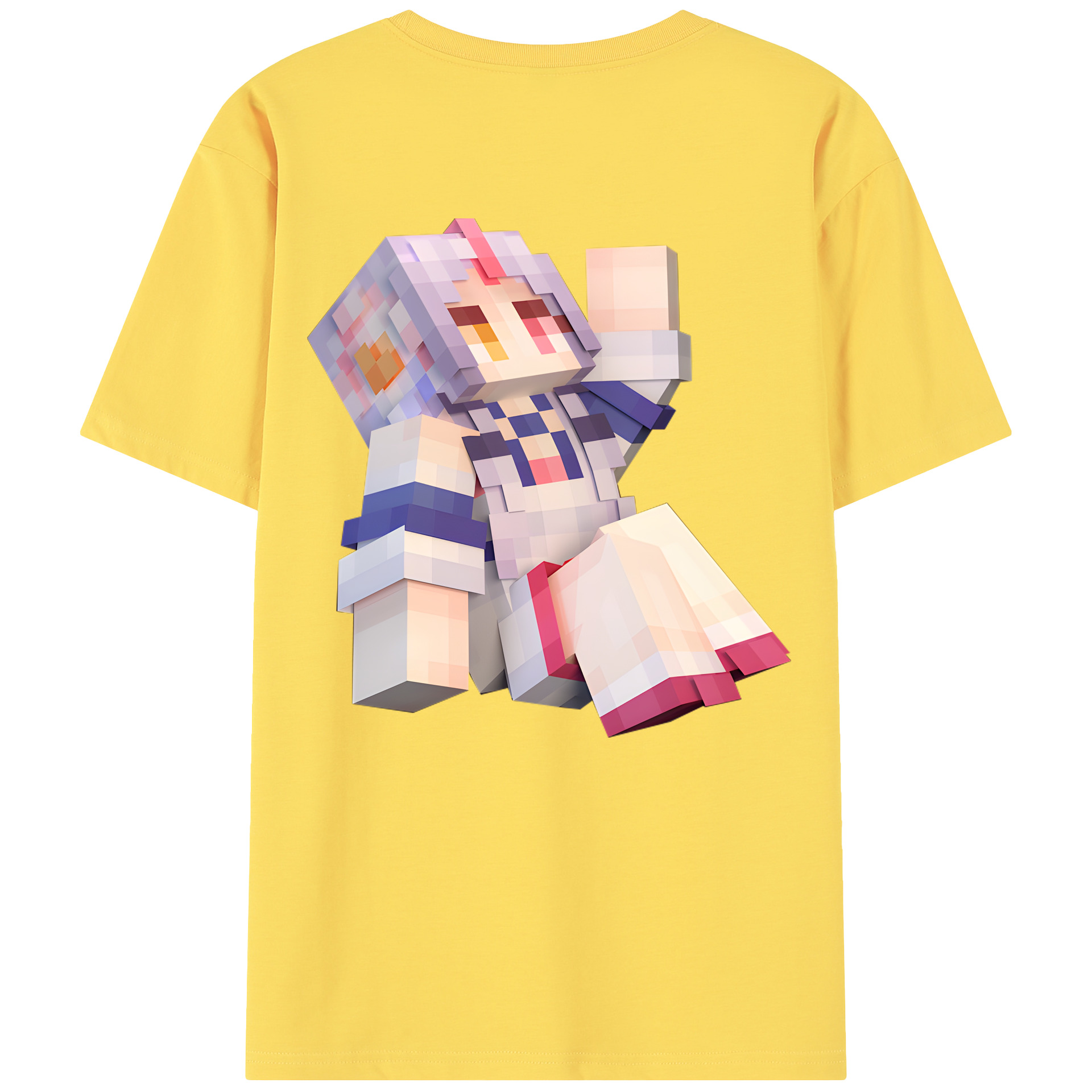 （画像用） マインクラフト ブロックの世界 Minecraft MC Block world 綿100％半袖Tシャツ（背面プリント）