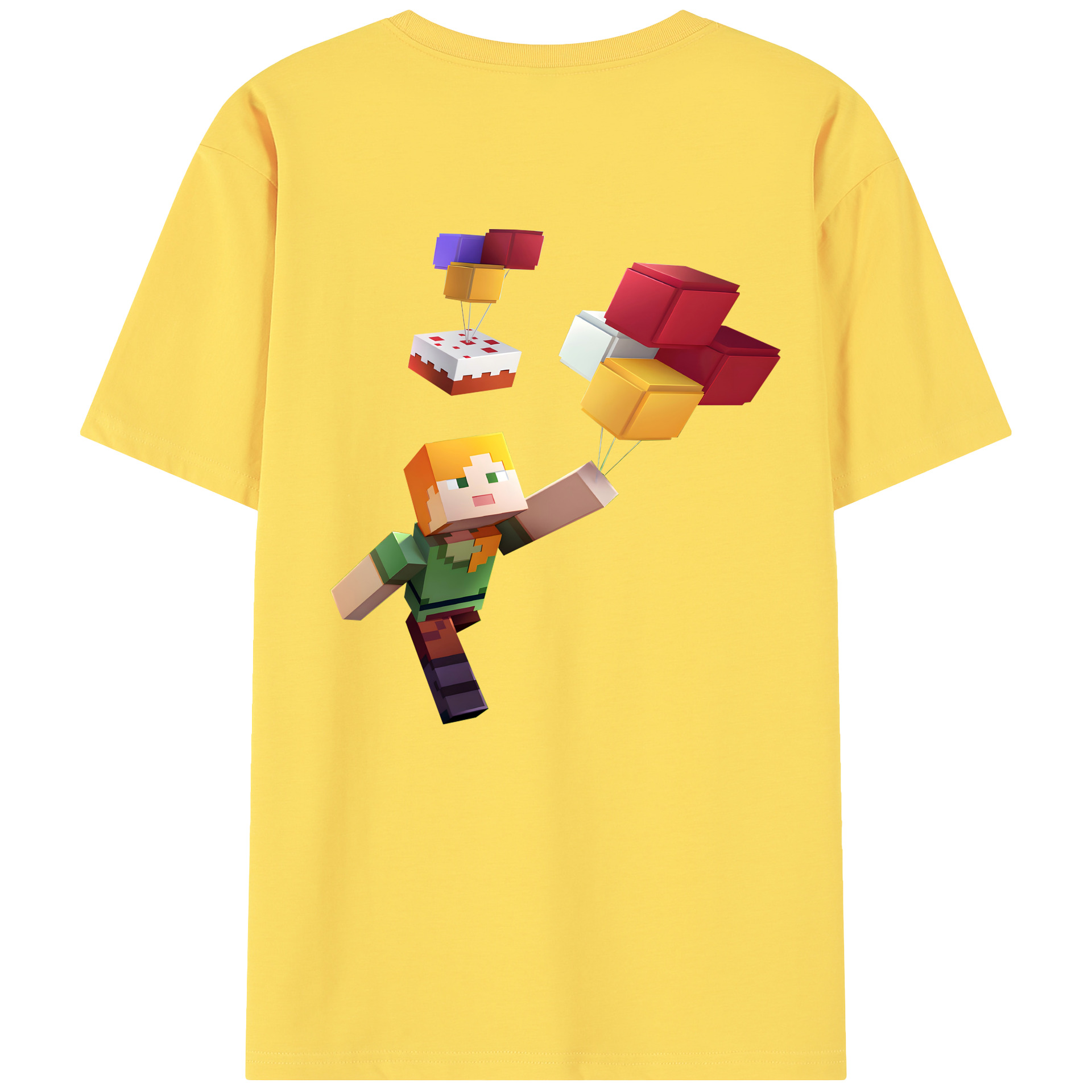 （画像用） マインクラフト ブロックの世界 Minecraft MC Block world 綿100％半袖Tシャツ（背面プリント）