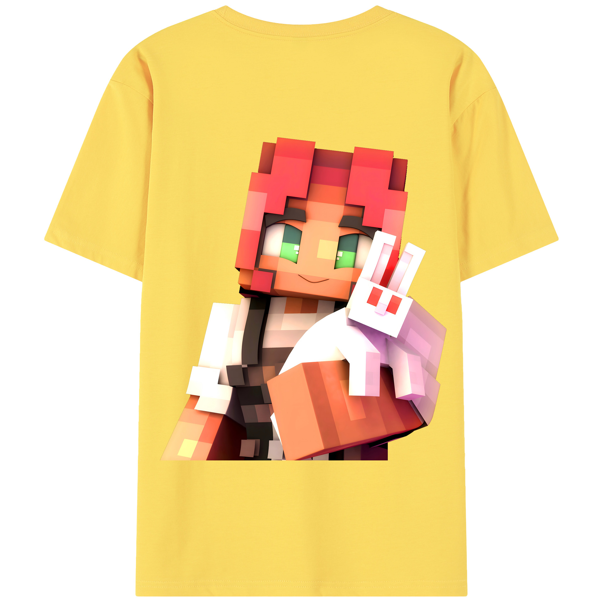 （画像用） マインクラフト ブロックの世界 Minecraft MC Block world 綿100％半袖Tシャツ（背面プリント）