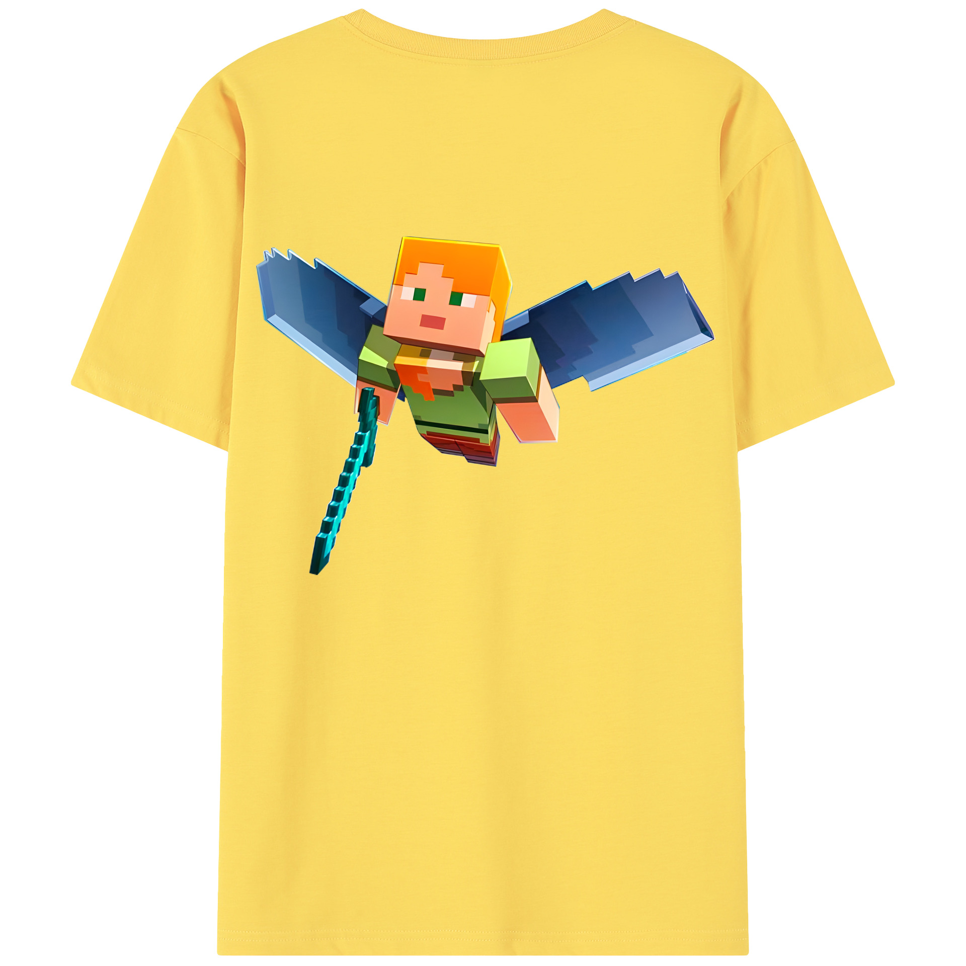 （画像用） マインクラフト ブロックの世界 Minecraft MC Block world 綿100％半袖Tシャツ（背面プリント）