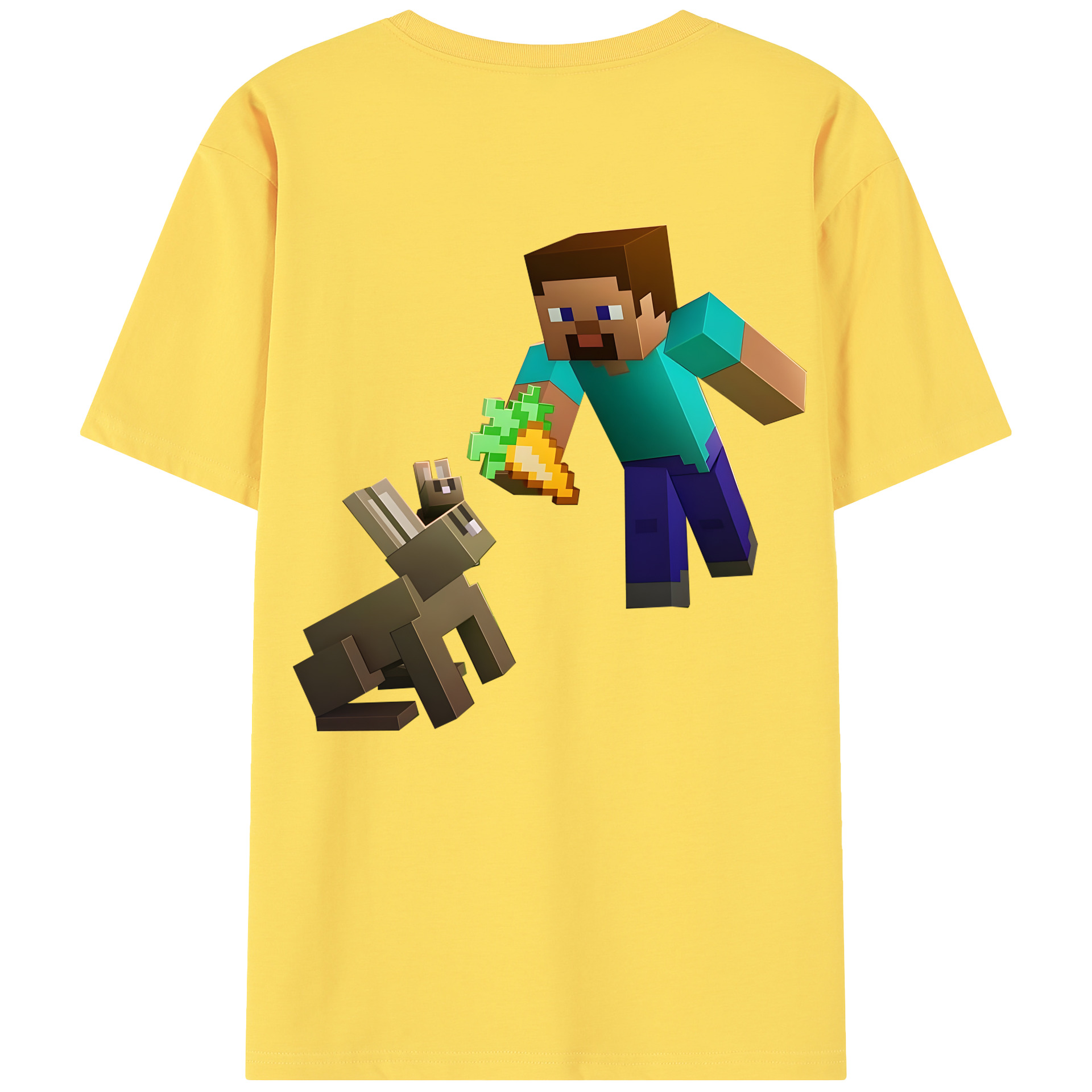 （画像用） マインクラフト ブロックの世界 Minecraft MC Block world 綿100％半袖Tシャツ（背面プリント）
