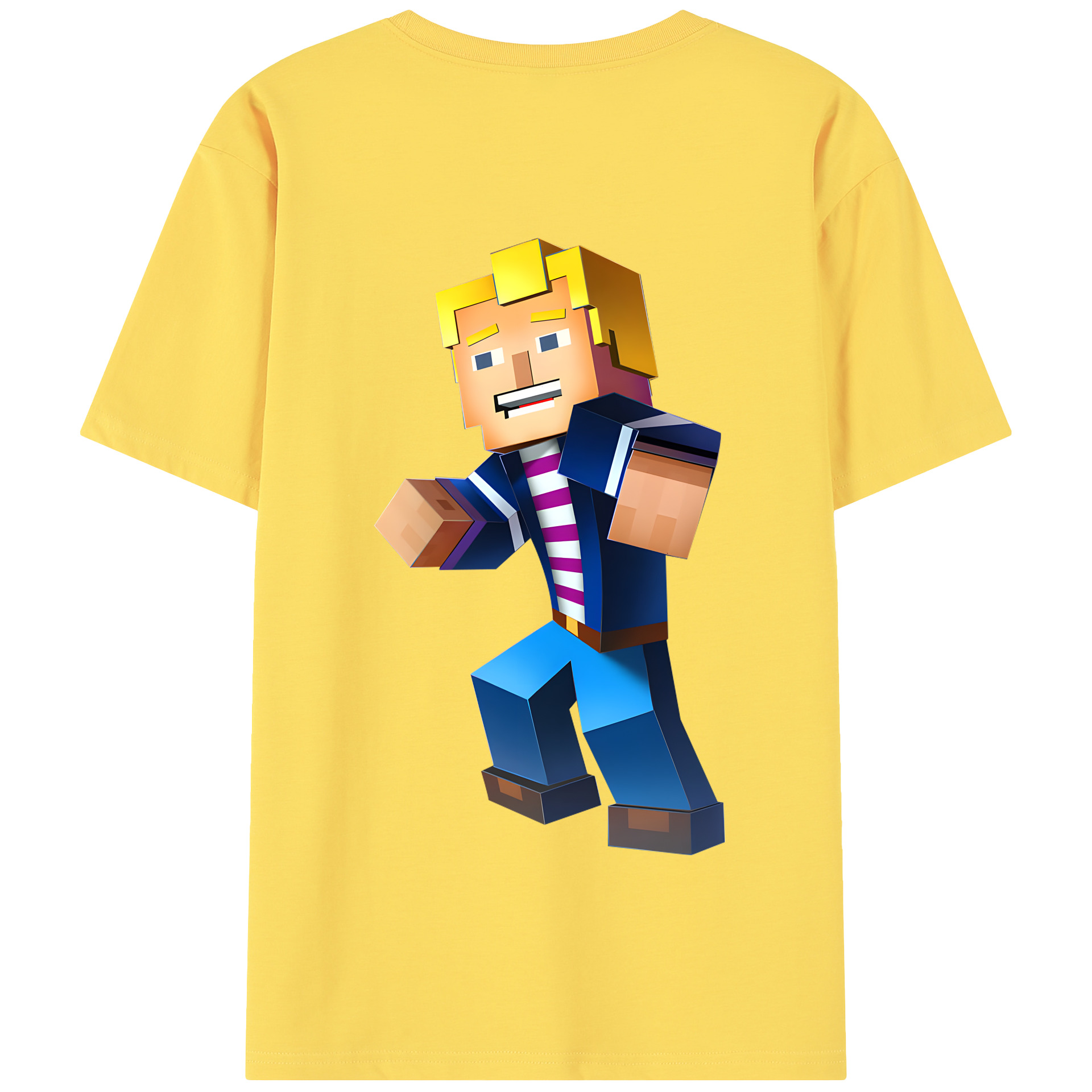 （画像用） マインクラフト ブロックの世界 Minecraft MC Block world 綿100％半袖Tシャツ（背面プリント）