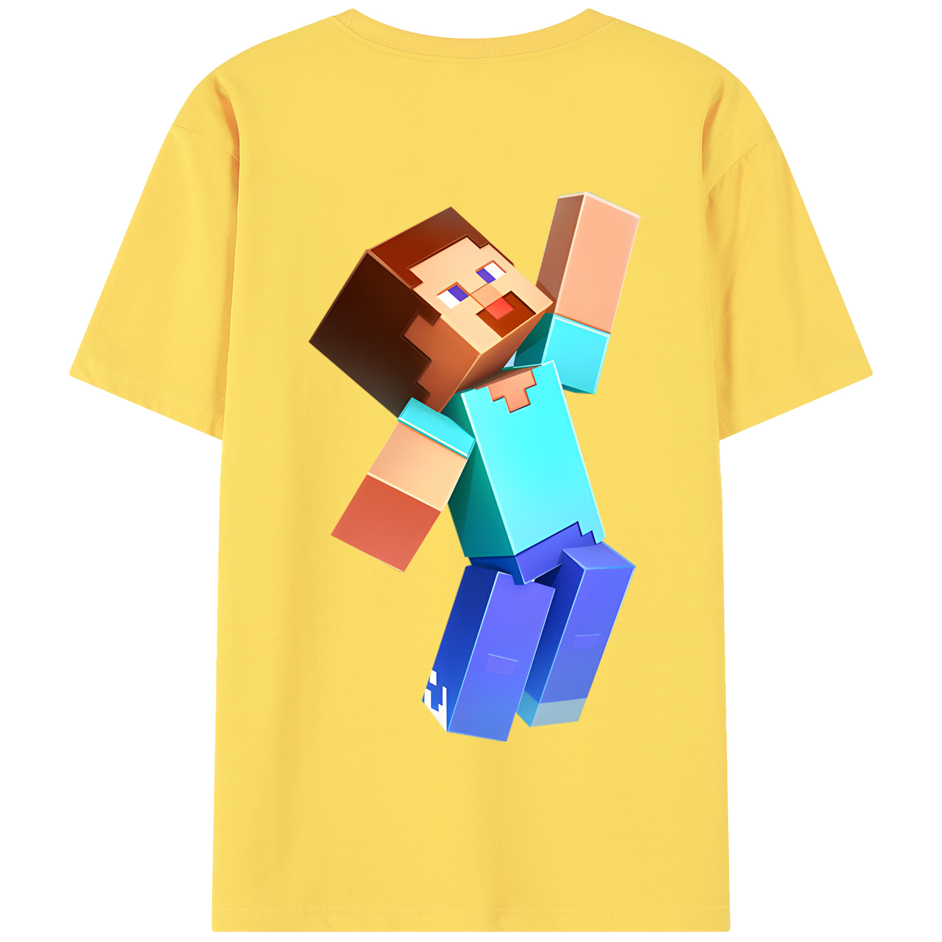 （画像用） マインクラフト ブロックの世界 Minecraft MC Block world 綿100％半袖Tシャツ（背面プリント）