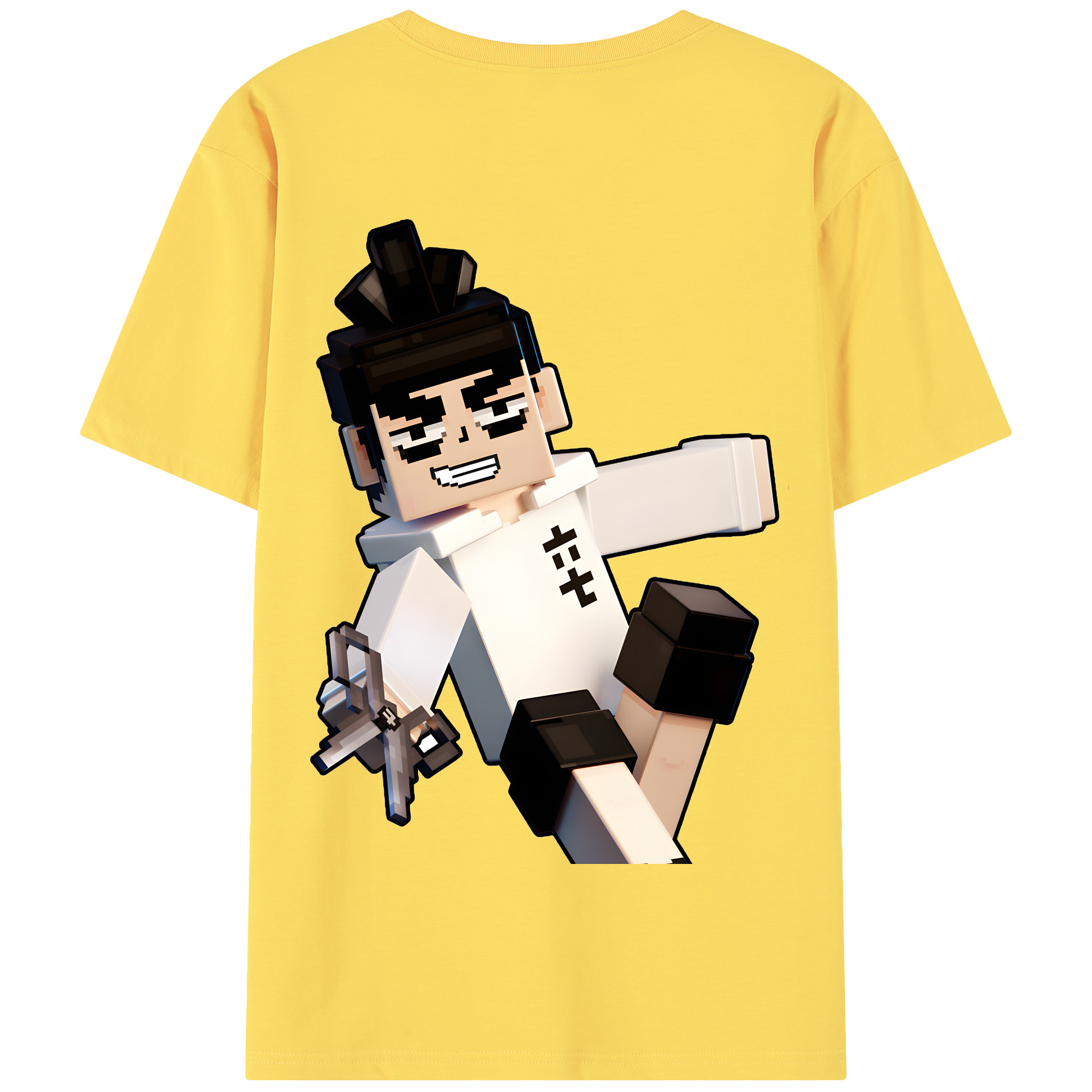 （画像用） マインクラフト ブロックの世界 Minecraft MC Block world 綿100％半袖Tシャツ（背面プリント）