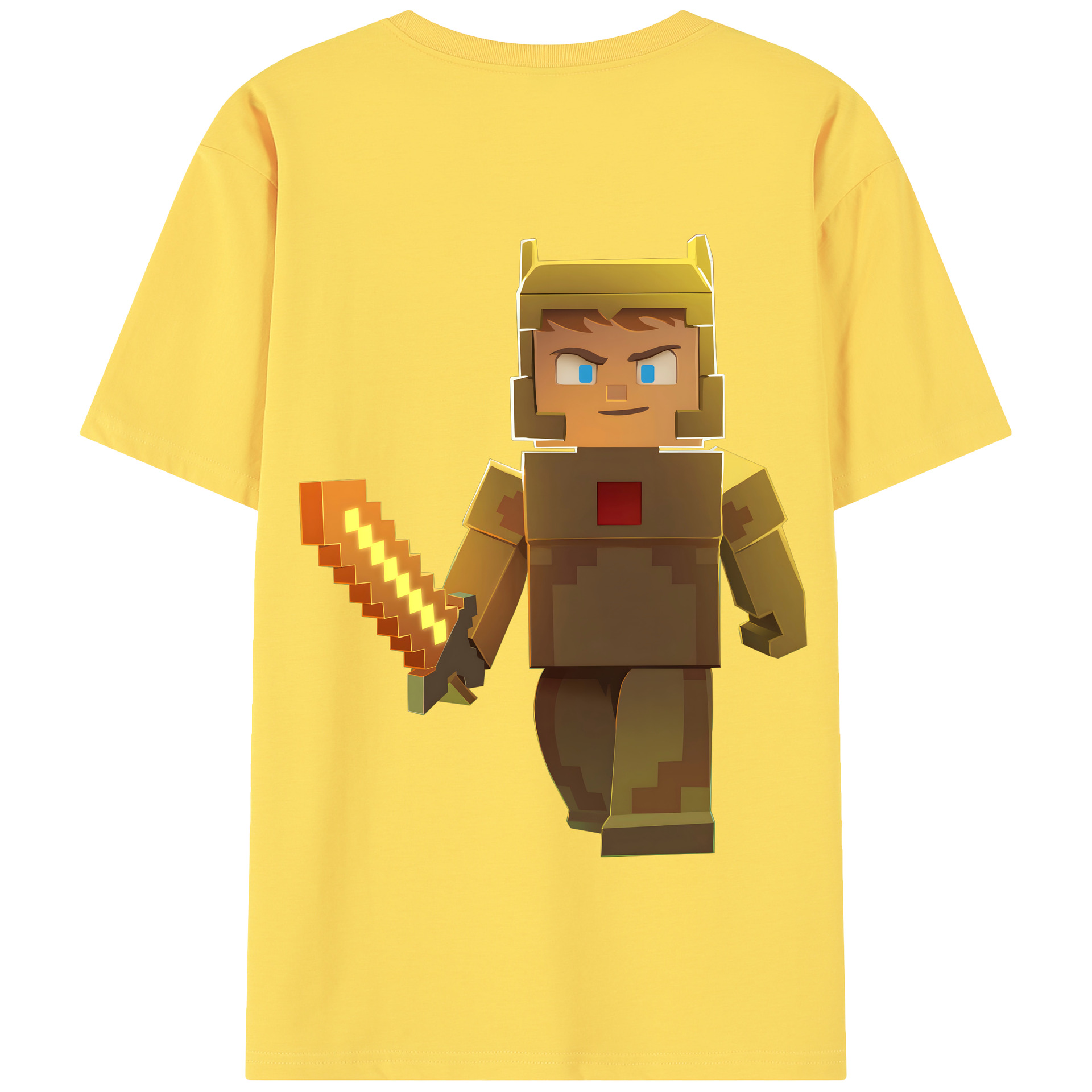 （画像用） マインクラフト ブロックの世界 Minecraft MC Block world 綿100％半袖Tシャツ（背面プリント）