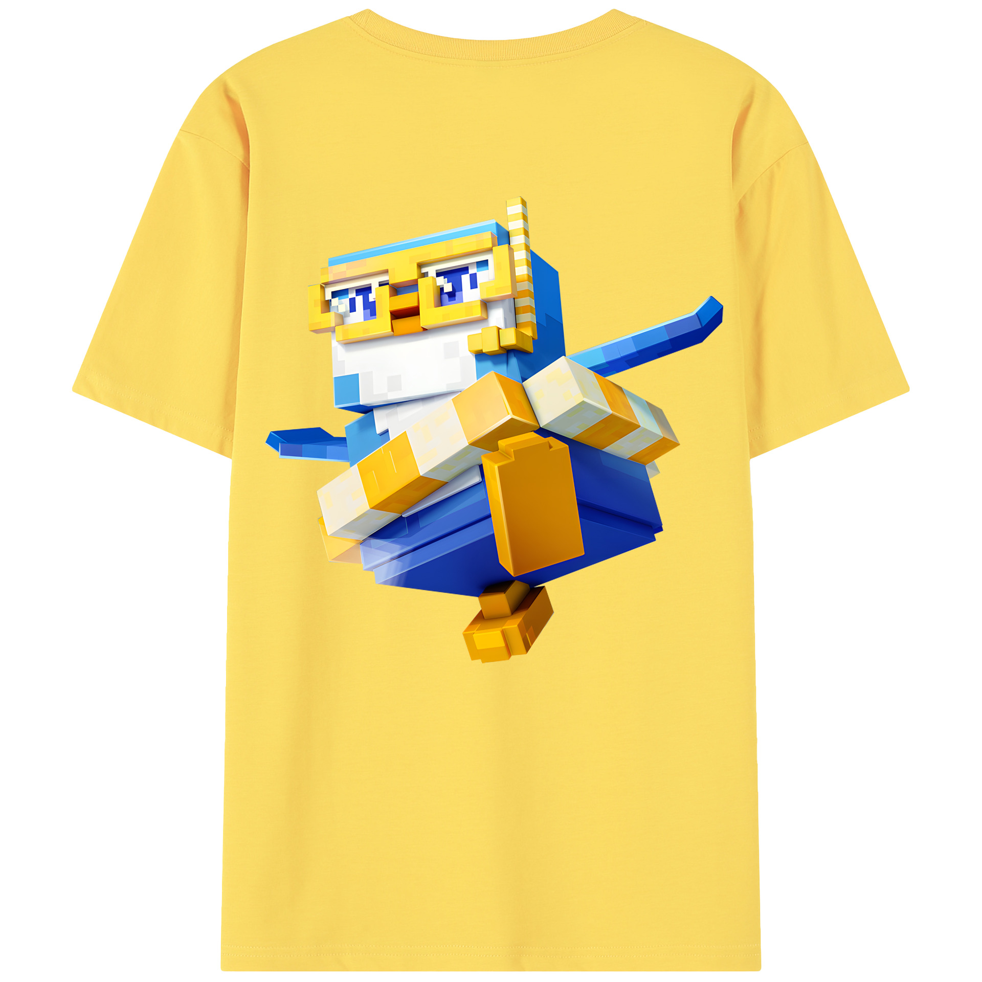 （画像用） マインクラフト ブロックの世界 Minecraft MC Block world 綿100％半袖Tシャツ（背面プリント）