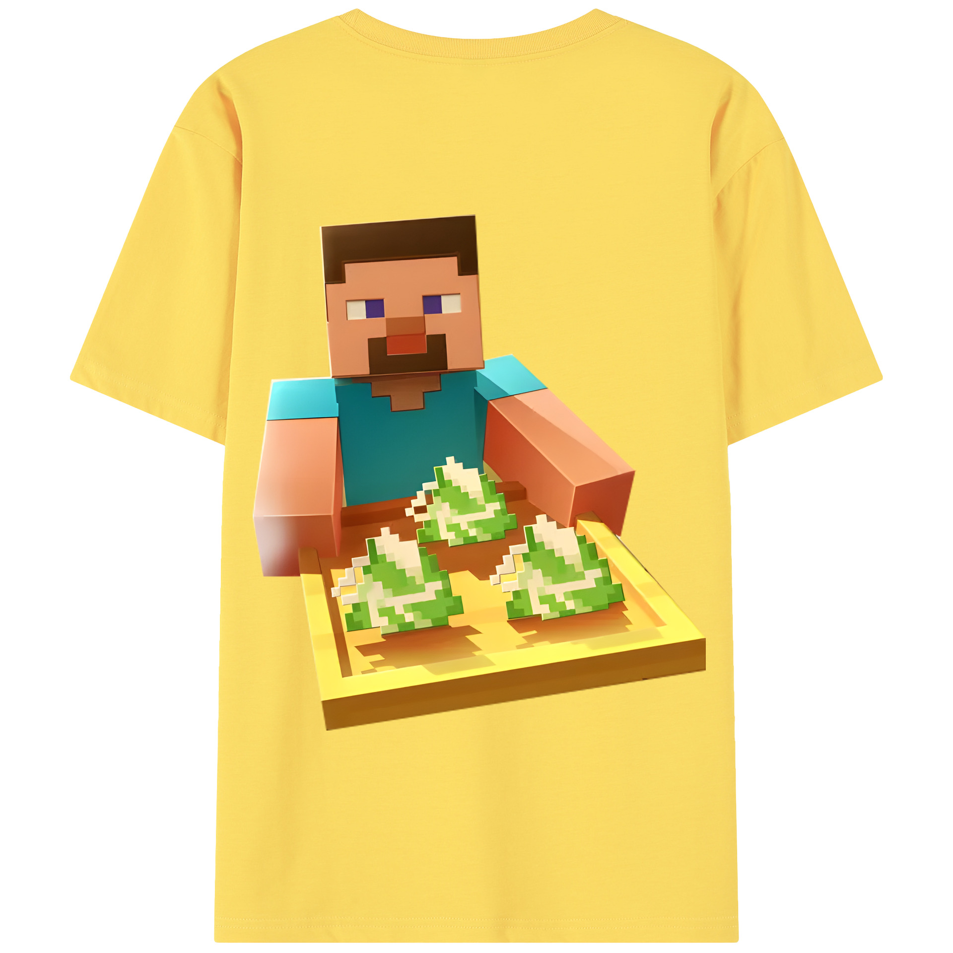 （画像用） マインクラフト ブロックの世界 Minecraft MC Block world 綿100％半袖Tシャツ（背面プリント）