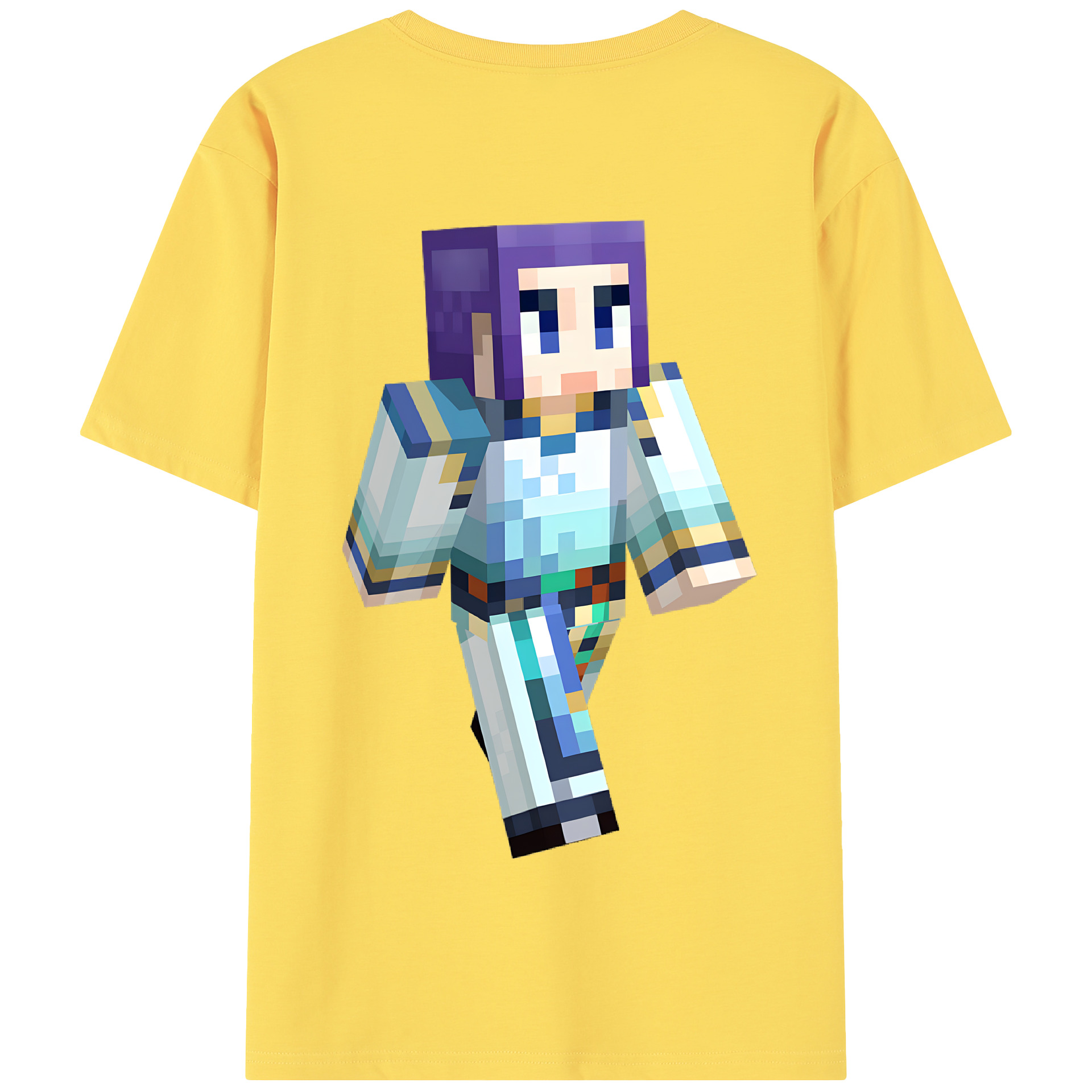（画像用） マインクラフト ブロックの世界 Minecraft MC Block world 綿100％半袖Tシャツ（背面プリント）