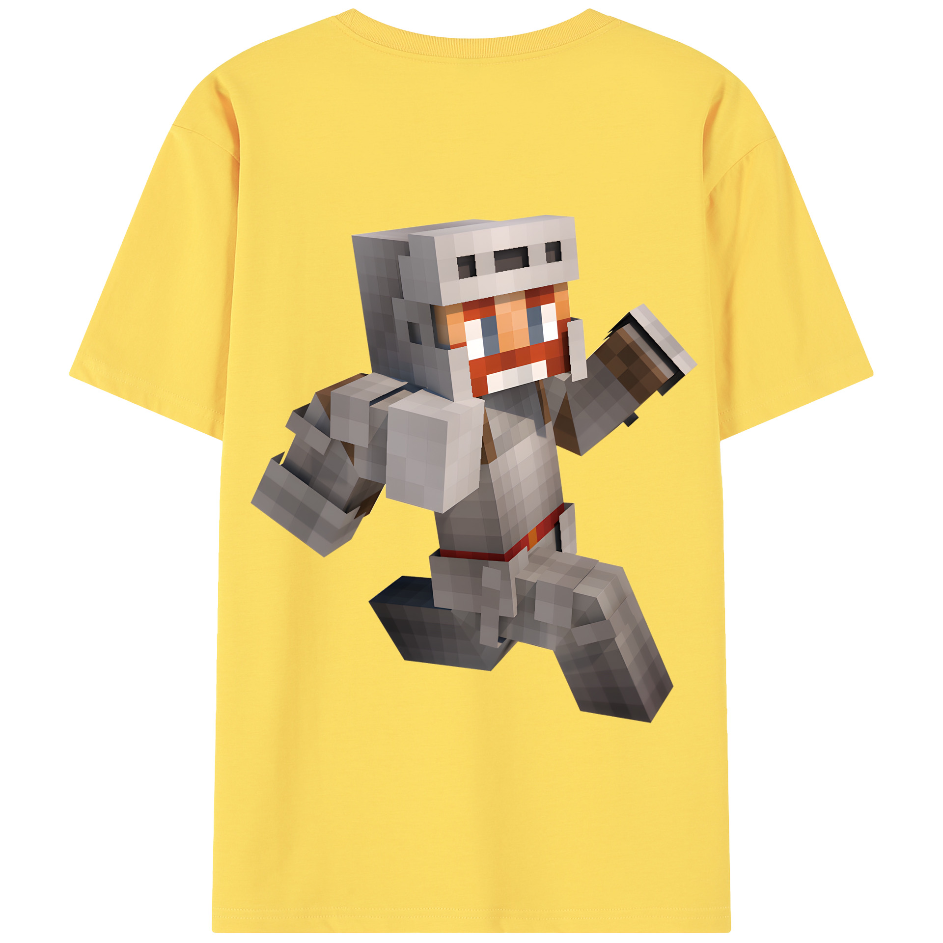 （画像用） マインクラフト ブロックの世界 Minecraft MC Block world 綿100％半袖Tシャツ（背面プリント）