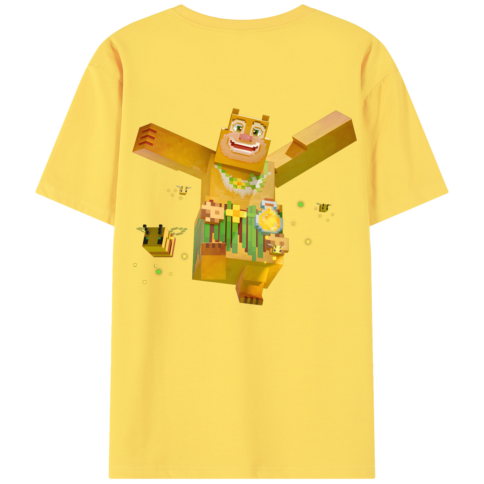（画像用） マインクラフト ブロックの世界 Minecraft MC Block world 綿100％半袖Tシャツ（背面プリント）