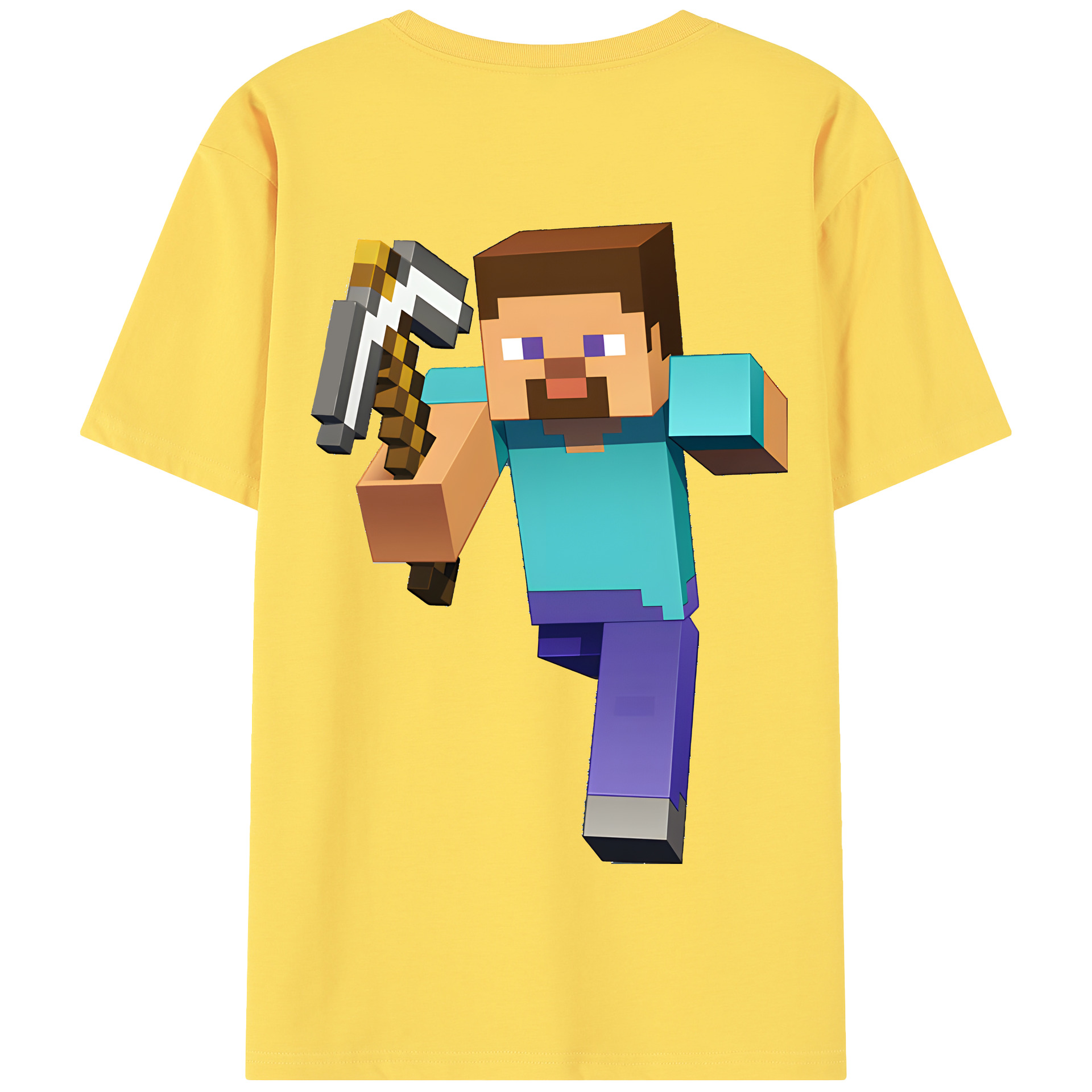 （画像用） マインクラフト ブロックの世界 Minecraft MC Block world 綿100％半袖Tシャツ（背面プリント）